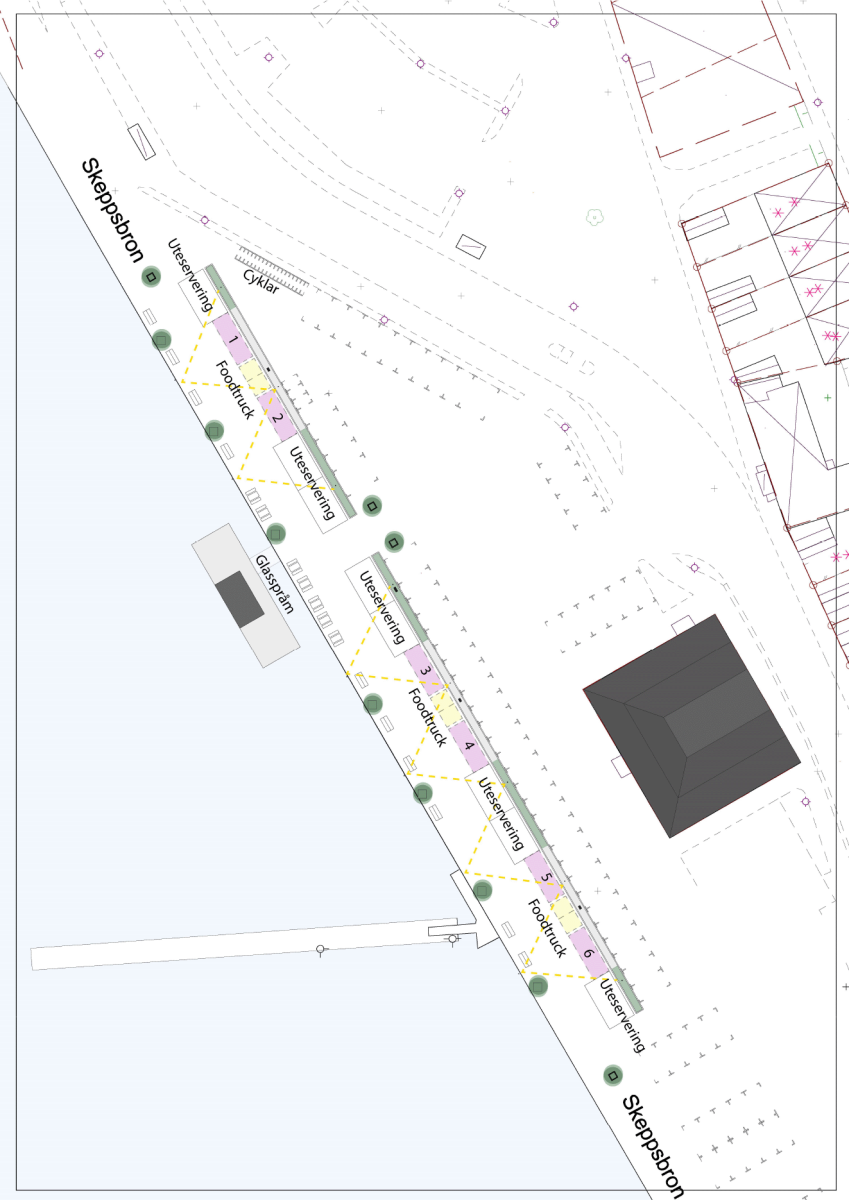 Karta över uppställningsplatser på Sommargatan.