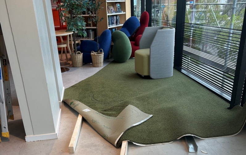 Översvämning på Stadsbiblioteket i Karlshamn 12 maj 2026
