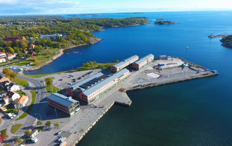 Flygbild över Östra Piren och Netport Science Park.