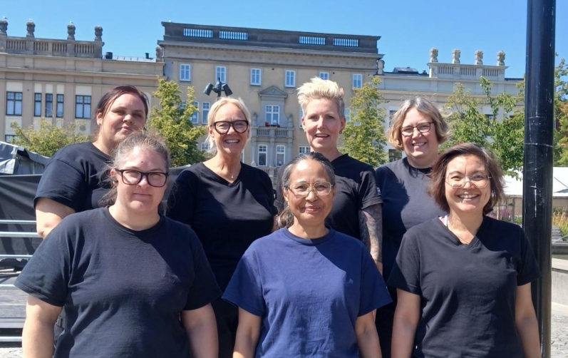 Sju medarbetare från Städservice som arbetar under Östersjöfestivalen.