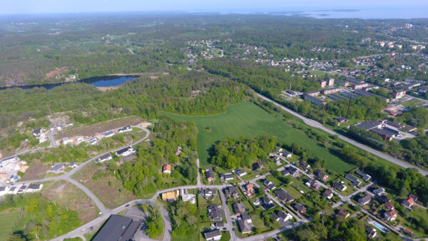 Flygbild över Strömmaområdet.