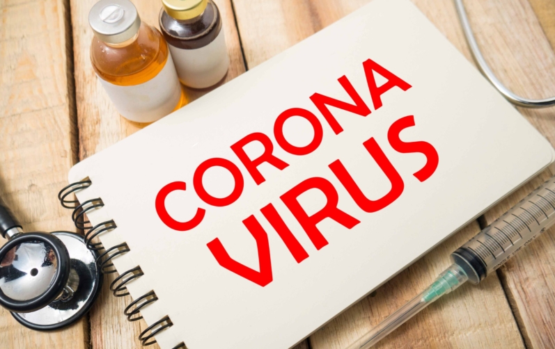 Anteckningsbok med texten Corona Virus