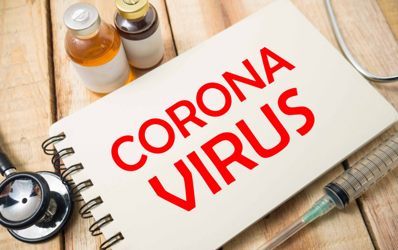 Anteckningsbok med texten Corona Virus