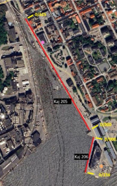 Karta över kajen i Karlshamn